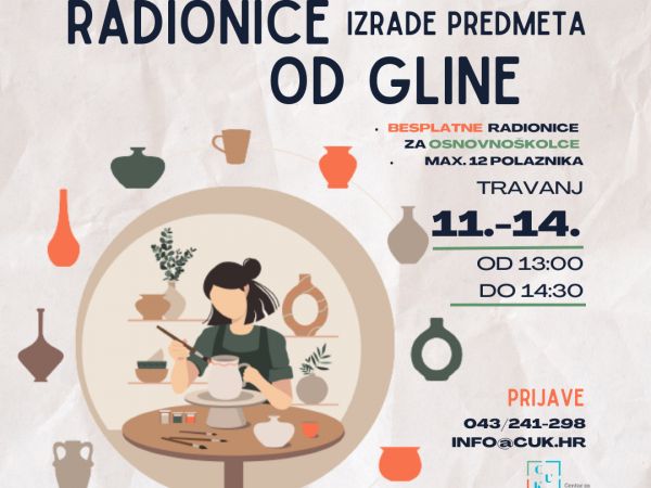 Proljetni praznici u CUK-u - Radionice izrade predmeta od gline za osnovnoškolce