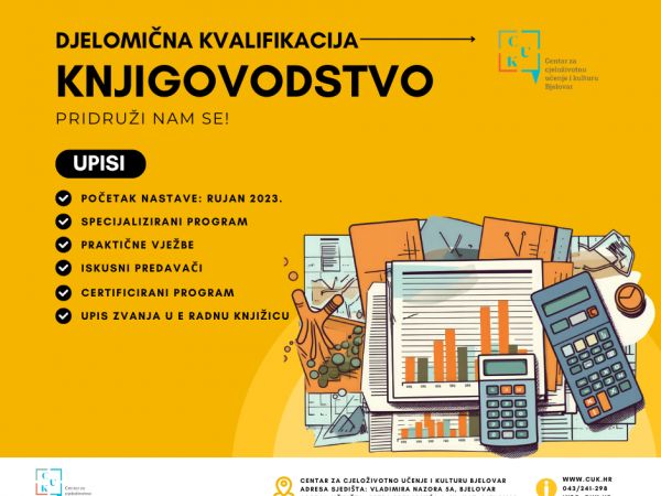 Upisi u program edukacije za djelomičnu kvalifikaciju knjigovodstva Upisi u program edukacije za djelomičnu kvalifikaciju knjigovodstva
