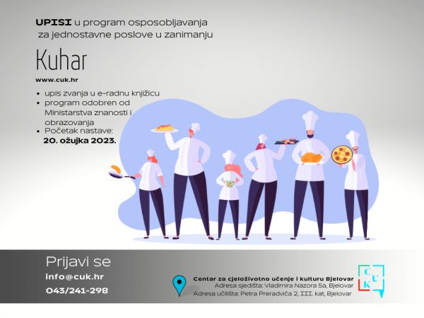 POČETAK NASTAVE za program jednostavni poslovi u zanimanju KUHAR